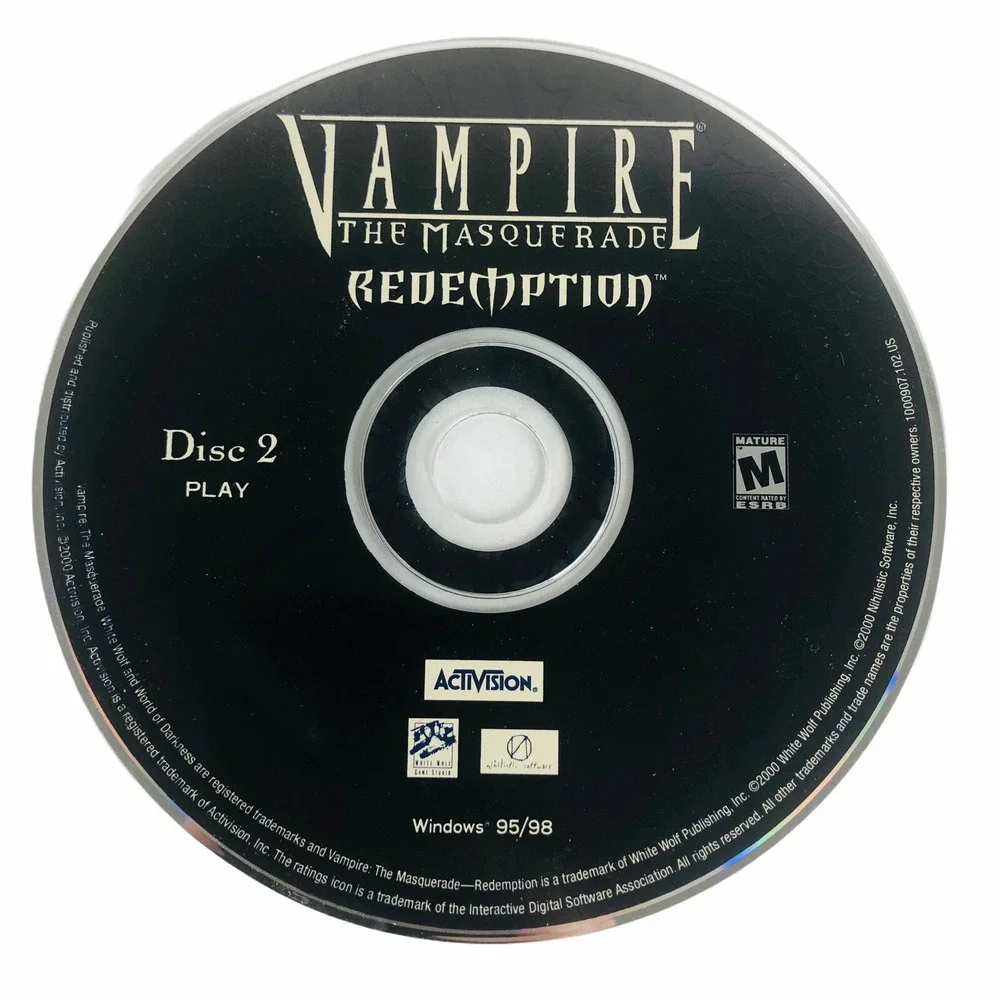 Vampire The Masquerade Redemption PC Game 2 Disc Set‎ Box NO Instruction Manual